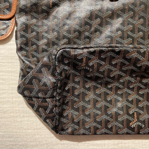 Goyard Brown Tote with Geometric Pattern and Leather Handles - Picture 2 of 12